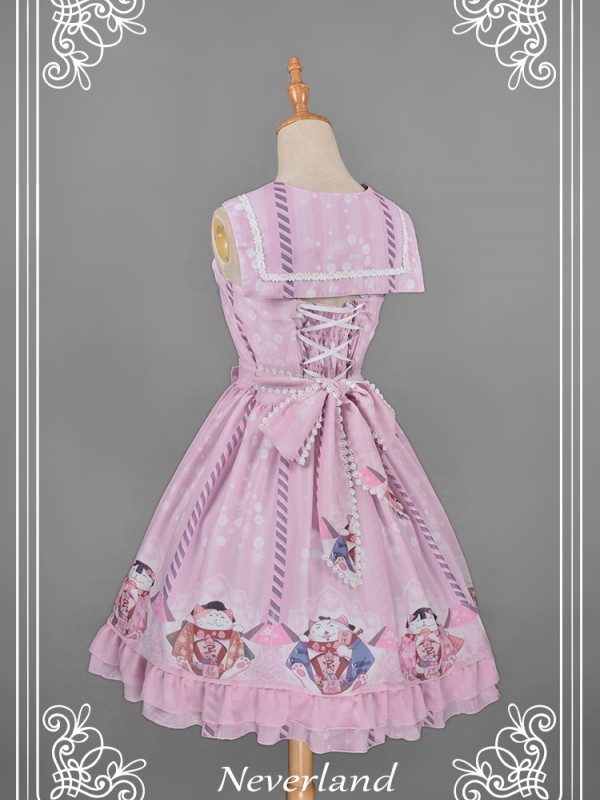 Japanese Fortune Cat Sailor Collar Cat Ear Jumperskirt Japanese Fortune Cat Sailor Collar Cat Ear Jumperskirt