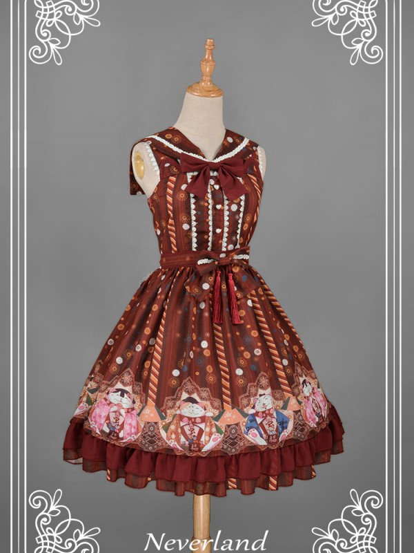 Japanese Fortune Cat Sailor Collar Cat Ear Jumperskirt Japanese Fortune Cat Sailor Collar Cat Ear Jumperskirt