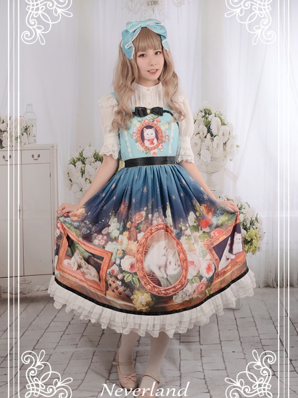 Kitty Courtyard Normal Waist Long Jumperskirt