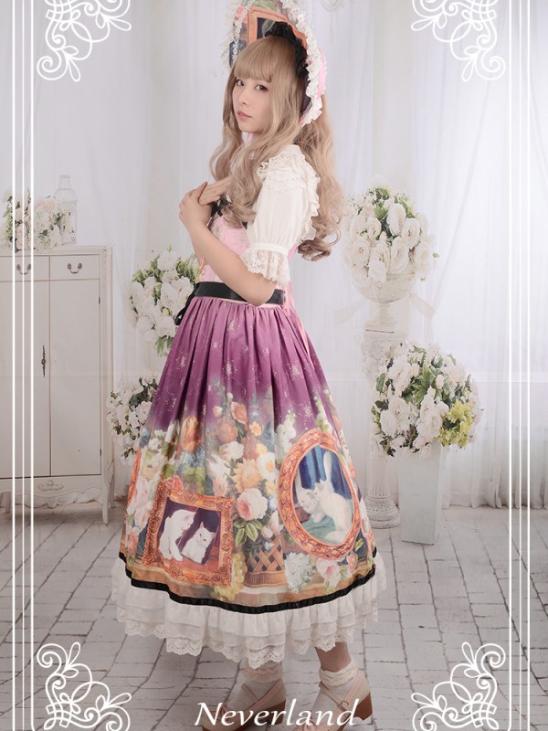 Kitty Courtyard Normal Waist Long Jumperskirt