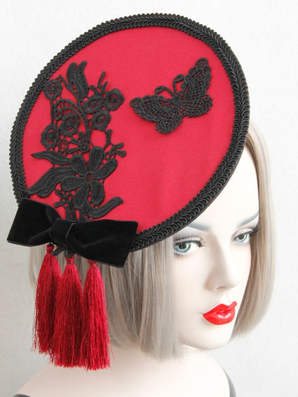 Lace Butterfly Fringe Chinese Style Mini Top Hat Lace Butterfly Fringe Chinese Style Mini Top Hat