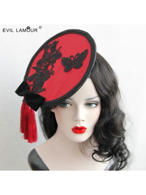 Lace Butterfly Fringe Chinese Style Mini Top Hat