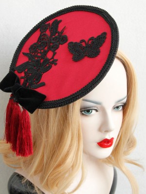 Lace Butterfly Fringe Chinese Style Mini Top Hat