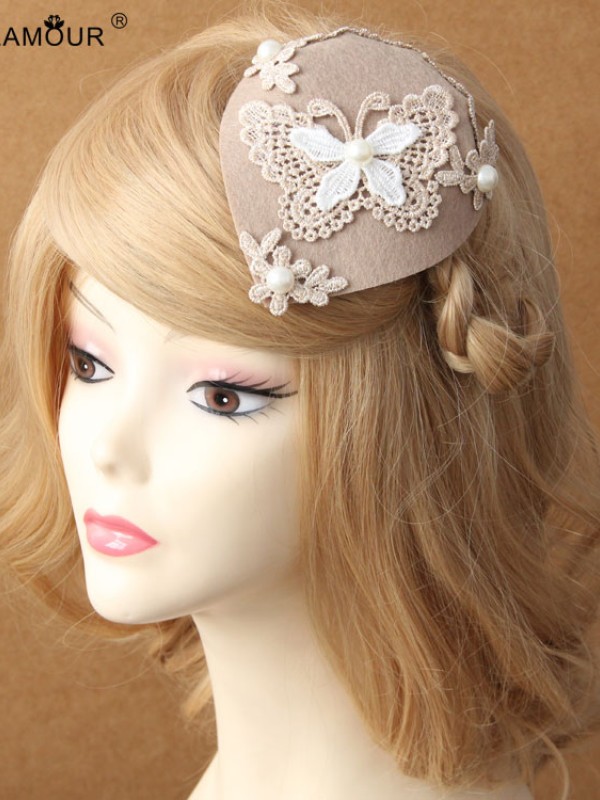 Lace Butterfly Pearl Lady Mini Top Hat