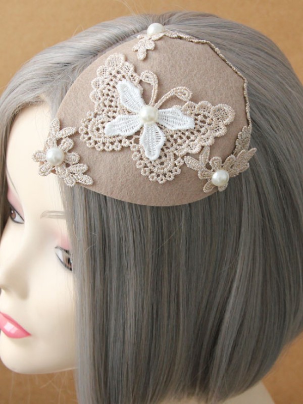 Lace Butterfly Pearl Lady Mini Top Hat