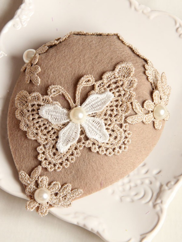 Lace Butterfly Pearl Lady Mini Top Hat