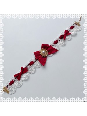 Lace Choker with Simulated Pearl