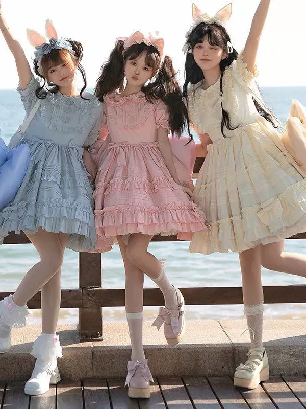 【Little Ice Cream】~Pure color lolita skirt~Summer One-piece