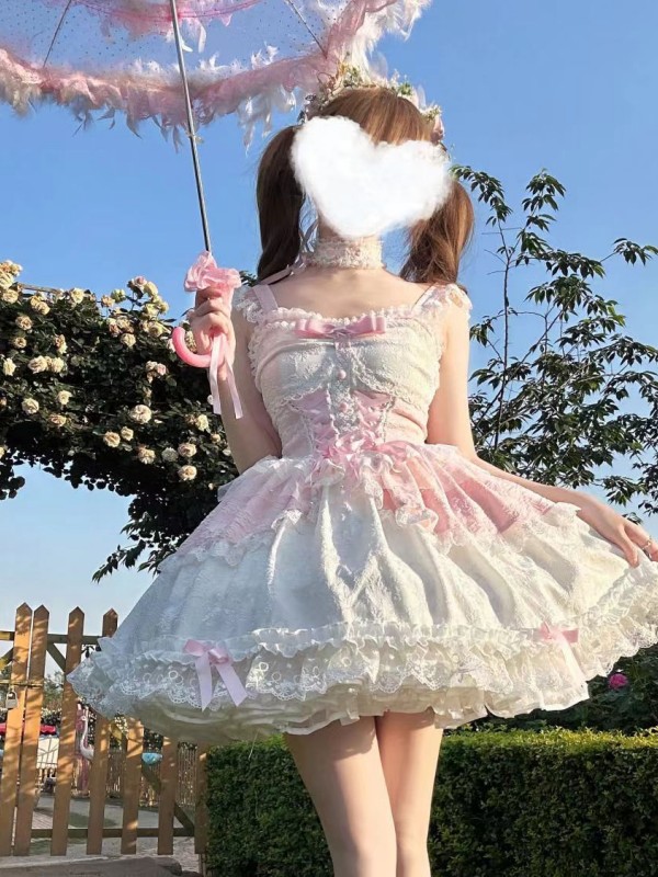 Lolita Ballet Style JSK Sling Three Piece Set pink Lolita Ballet Style JSK Sling Three Piece Set pink