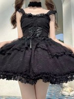 Lolita Ballet Style JSK Sling Three Piece Set black Lolita Ballet Style JSK Sling Three Piece Set black