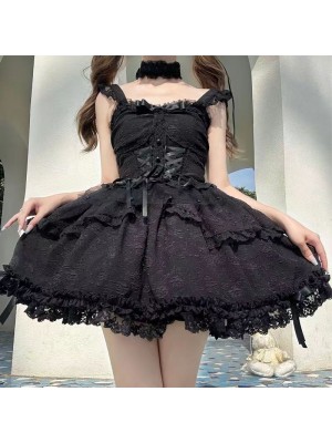 Lolita Ballet Style JSK Sling Three Piece Set black