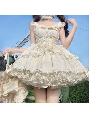 Lolita Ballet Style JSK Sling Three Piece Set apricot