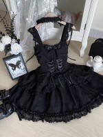 Lolita Ballet Style JSK Sling Three Piece Set black Lolita Ballet Style JSK Sling Three Piece Set black