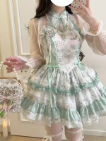 Lolita Chinese style hanging neck dress green Lolita Chinese style hanging neck dress green