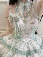 Lolita Chinese style hanging neck dress green Lolita Chinese style hanging neck dress green