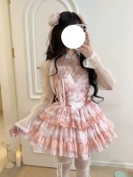 Lolita Chinese style hanging neck dress pink Lolita Chinese style hanging neck dress pink