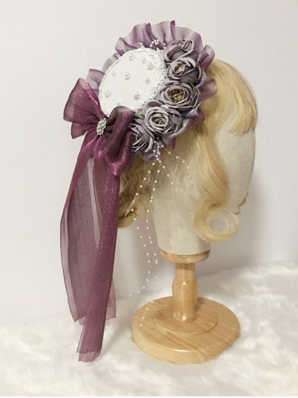 Flowers Elegant Lolita Mini Top Hat Flowers Elegant Lolita Mini Top Hat