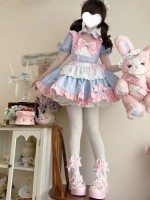 Sweet And Cute Blue Short Maid Lolita Dress Sweet And Cute Blue Short Maid Lolita Dress