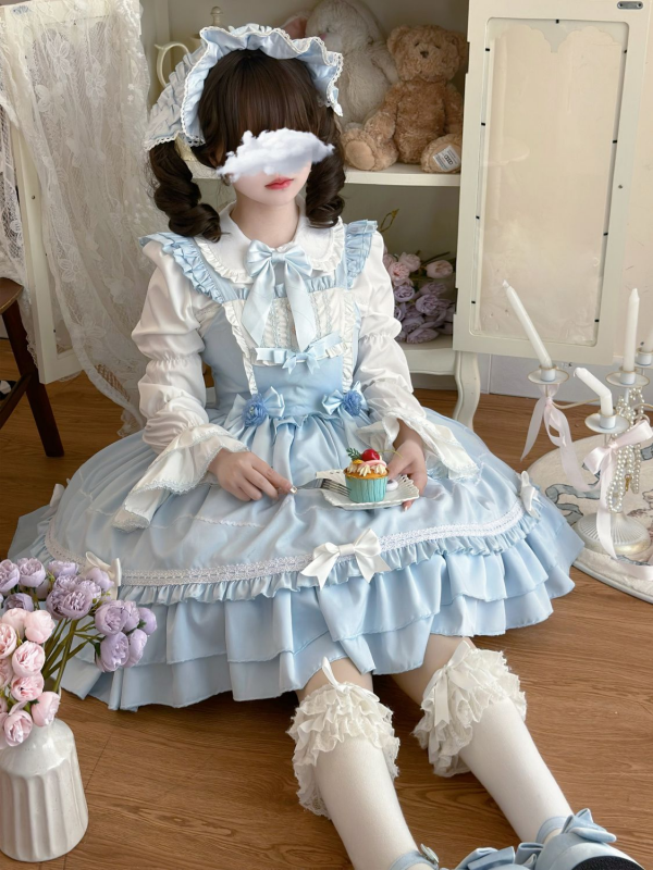 Sweet Cute Blue Lolita Dress JSK Suspender Dress Sweet Cute Blue Lolita Dress JSK Suspender Dress