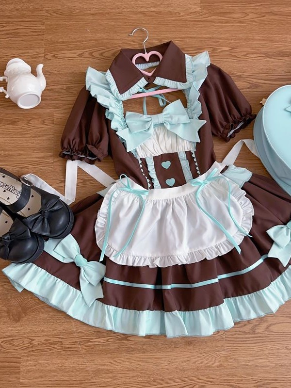 Brown Sweet And Cute Short Maid Lolita Dress Brown Sweet And Cute Short Maid Lolita Dress