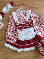 Sweet Red Lolita Dress Japanese Maid Improved Dress Sweet Red Lolita Dress Japanese Maid Improved Dress