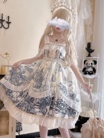 White Gothic Lolita Castle Feast Dark Halloween JSK Suspender Dress White Gothic Lolita Castle Feast Dark Halloween JSK Suspender Dress