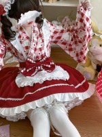 Sweet Red Lolita Dress Japanese Maid Improved Dress Sweet Red Lolita Dress Japanese Maid Improved Dress