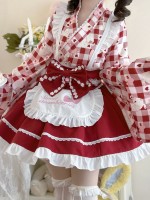 Sweet Red Lolita Dress Japanese Maid Improved Dress Sweet Red Lolita Dress Japanese Maid Improved Dress