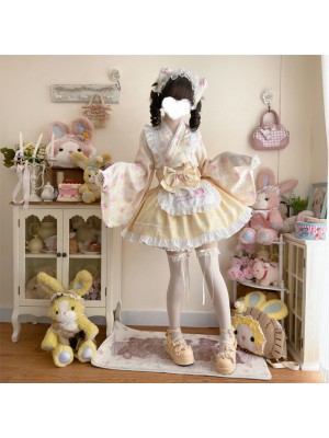 Sweet Yellow Lolita Dress Japanese Maid Improved Dress