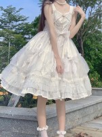 White Sweet Princess Style Lolita JSK Suspender Skirt White Sweet Princess Style Lolita JSK Suspender Skirt