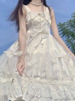 White Sweet Princess Style Lolita JSK Suspender Skirt White Sweet Princess Style Lolita JSK Suspender Skirt