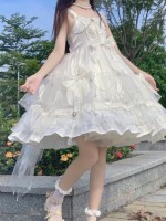 White Sweet Princess Style Lolita JSK Suspender Skirt White Sweet Princess Style Lolita JSK Suspender Skirt