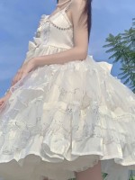 White Sweet Princess Style Lolita JSK Suspender Skirt White Sweet Princess Style Lolita JSK Suspender Skirt