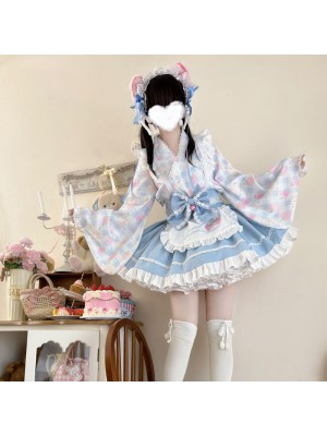 Sweet Blue Lolita Dress Japanese Maid Improved Dress