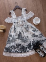 White Gothic Lolita Castle Feast Dark Halloween JSK Suspender Dress White Gothic Lolita Castle Feast Dark Halloween JSK Suspender Dress