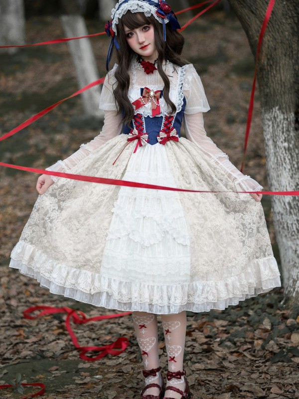 Sweet And Cute Lolita Dress Contrasting colors JSK Suspender Dress Sweet And Cute Lolita Dress Contrasting colors JSK Suspender Dress
