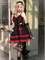 Dark Gothic Lolita JSK Lace Suspender Skirt Dark Gothic Lolita JSK Lace Suspender Skirt