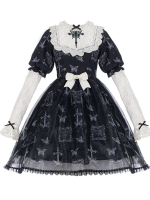 Sweet Gothic Embroidery Print Wearable Long Sleeve OP Dress Sweet Gothic Embroidery Print Wearable Long Sleeve OP Dress