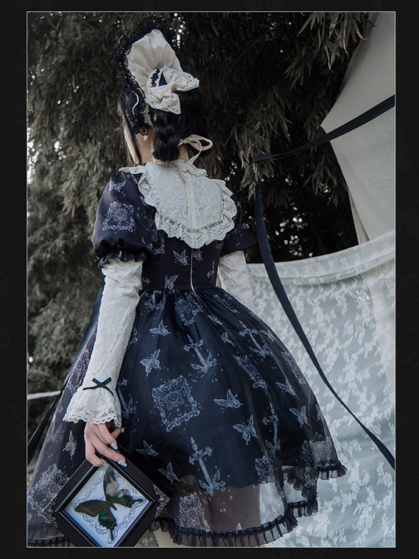 Sweet Gothic Embroidery Print Wearable Long Sleeve OP Dress Sweet Gothic Embroidery Print Wearable Long Sleeve OP Dress
