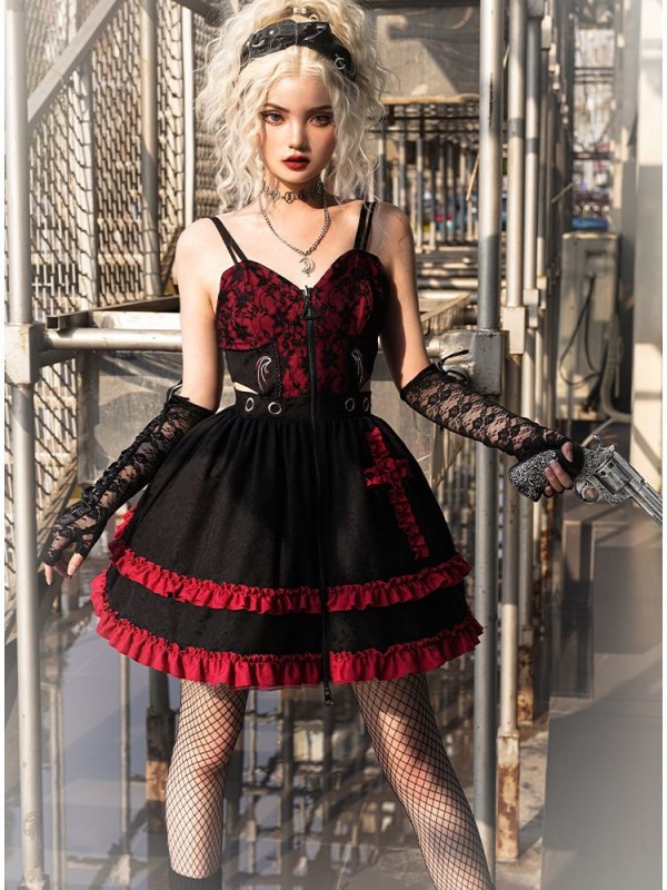 Dark Gothic Lolita JSK Lace Suspender Skirt Dark Gothic Lolita JSK Lace Suspender Skirt