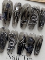 Dark Style Ink-splashed Wearable Nail Art Dark Style Ink-splashed Wearable Nail Art