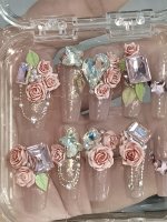 Pink Sweet Rose Carved Wearable Nail Art Pink Sweet Rose Carved Wearable Nail Art