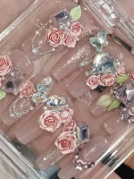 Pink Sweet Rose Carved Wearable Nail Art Pink Sweet Rose Carved Wearable Nail Art