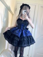 Blue Lolita Dress Dark JSK Suspenders Blue Lolita Dress Dark JSK Suspenders