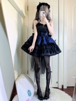 Blue Lolita Dress Dark JSK Suspenders Blue Lolita Dress Dark JSK Suspenders