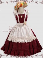 Wine Red Retro Elegant French Girl JSK Suspender Dress Wine Red Retro Elegant French Girl JSK Suspender Dress