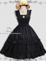 Black Retro Elegant French Girl JSK Suspender Dress Black Retro Elegant French Girl JSK Suspender Dress