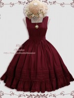 Wine Red Retro Elegant French Girl JSK Suspender Dress Wine Red Retro Elegant French Girl JSK Suspender Dress