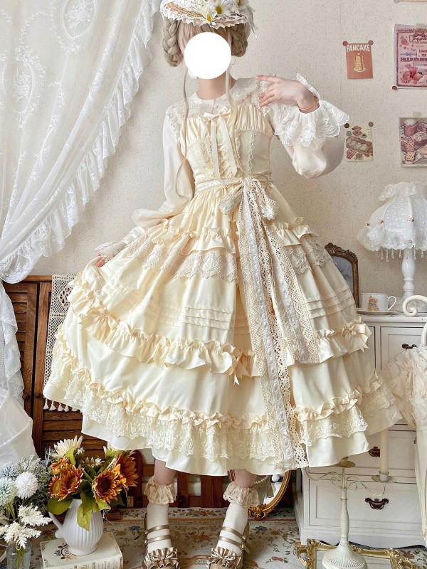 Long Lolita Skirt Sweet And Elegant JSK Suspender Dress Long Lolita Skirt Sweet And Elegant JSK Suspender Dress