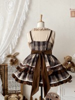 Cute Bow Lolita Dress JSK Plaid Suspender Skirt Cute Bow Lolita Dress JSK Plaid Suspender Skirt